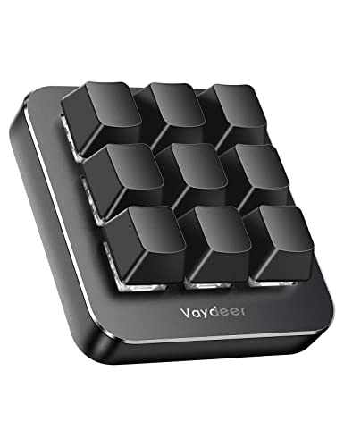 Vaydeer プログラマブルキーボード 9キー ショートカットキーボード ゲーミング 片手 有線 メカニカル キーボードマクロ可能 互換性 W