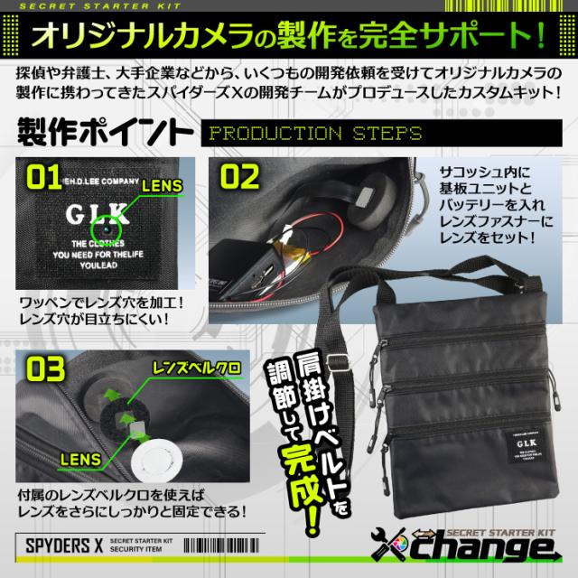 スパイダーズX change 4K 小型カメラ 自作キット サコッシュ 防犯カメラ スパイカメラ CK-025B_1