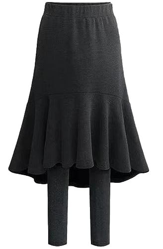 [1/2style] ニブンノイチスタイル スカート レギンス 付き 裏 起毛 なし レイヤード 一体型 パンツ ミックス タイツ レディース