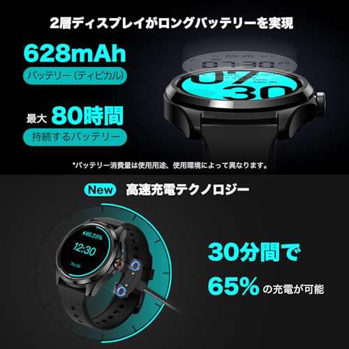 Ticwatch Pro 5 スマートウォッチ Wear OS by Google Android グーグル対応スマートウォッチ 5ATM防水