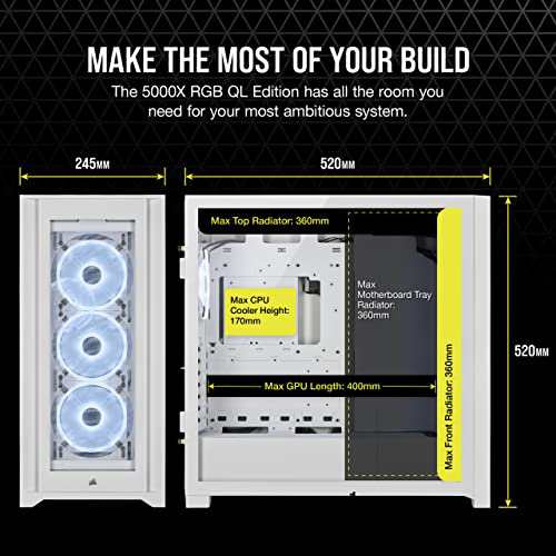 CORSAIR iCUE 5000X RGB QL Edition QLエディション ミドルタワー PCケース 白 トゥルーホワイト CC-9011233-WW