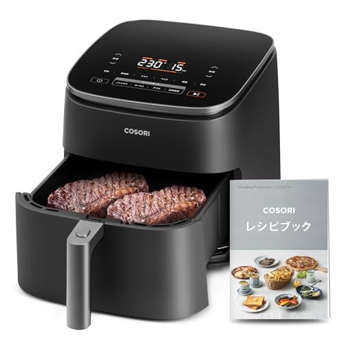 COSORI ノンフライヤー 6L大容量 家庭用 エアフライヤー DCモーター 高速 air fryer 発酵 ポテト 専用レシピ付き PSE認証済み ブラックCA