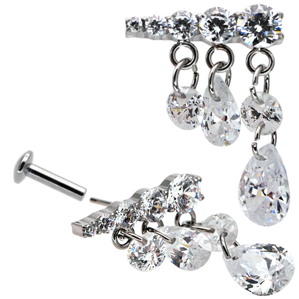 ピアス 軟骨 耳たぶ 20G 18G 16G シャンデリアデザインプッシュ