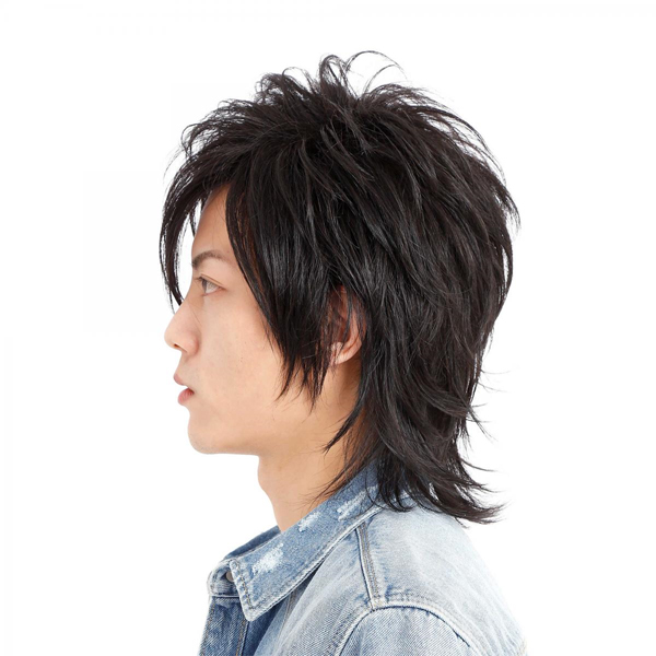 メンズウィッグ「イナズマウルフ (ヴァージンブラック)」 (ファッションウィッグ フルウィッグ 男性用 男女兼用 かつら ユニセックス ラパンドアール) メンズウィッグ「イナズマウルフ (ヴァージンブラック