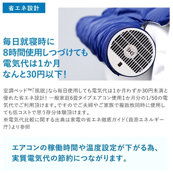 体の下に風が吹き抜け寝苦しさ解消！空調ベッド風眠Ver.3（専用シーツ付き） ( 敷布団 敷きパッド 省エネ 寝冷え対策 シングルベッド)_5