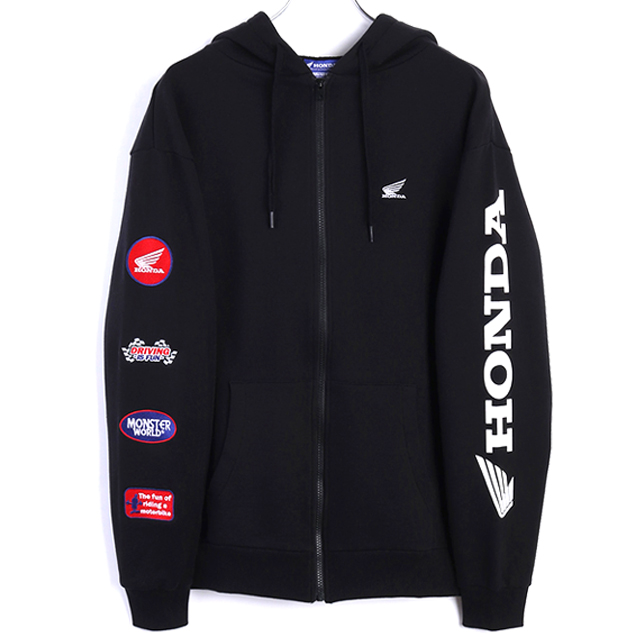 HONDA×MONSTER WORLDワッペンスリーブZIPパーカー ホンダ モンスター