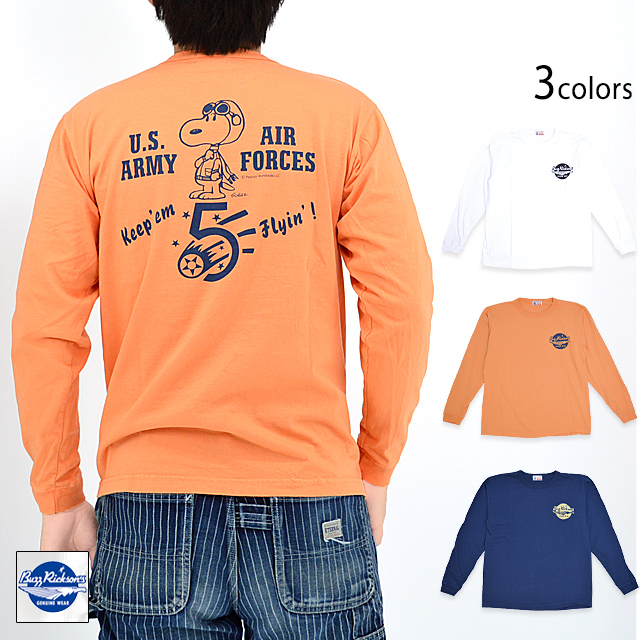BUZZ×PEANUTSロングTシャツ「keep 'em Fllyin'」 BUZZ RICKSON'S BR69277 バズリクソンズ スヌーピー
