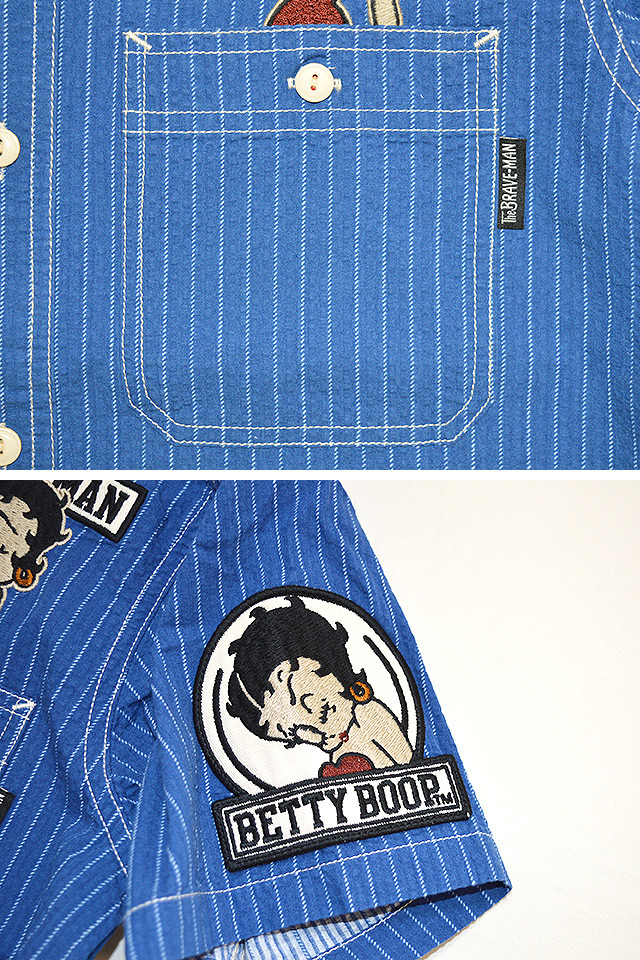 BR×BETTY ウォバッシュ半袖シャツ The BRAVE-MAN BBB-2022 ザブレイブマン ベティーちゃん 刺繍_4