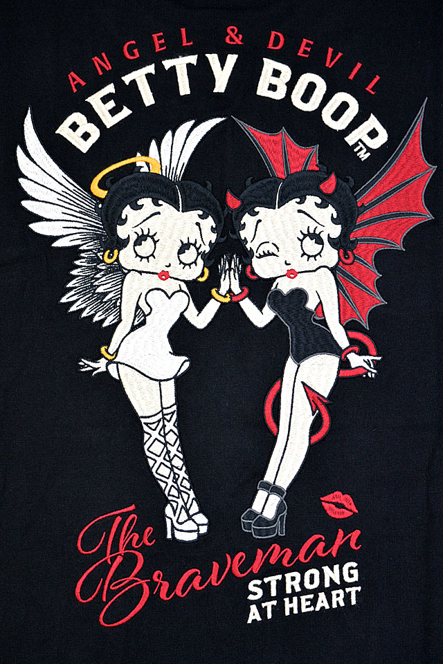 BR×BETTYコラボ 天竺半袖Tシャツ The BRAVE-MAN BBB-2316 ブレイブマン ベティーちゃん 刺繍 バイカー BR×BETTYコラボ 天竺半袖Tシャツ The BRAVE-MAN BBB-2316 ブレイブマン