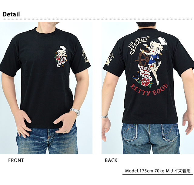 BR×BETTYコラボ ベア天竺半袖Tシャツ The BRAVE-MAN BBB-2313 ブレイブマン ベティーちゃん 刺繍_2