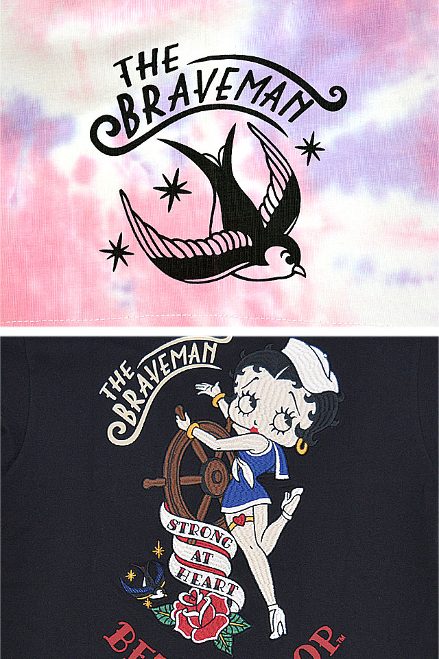 BR×BETTYコラボ ベア天竺半袖Tシャツ The BRAVE-MAN BBB-2313 ブレイブマン ベティーちゃん 刺繍_5