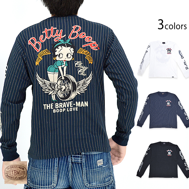 BR×BETTYコラボ OE天竺ロングTシャツ The BRAVE-MAN BBB-2343 ブレイブマン ベティーちゃん 刺繍 長袖 バイカーの通販は