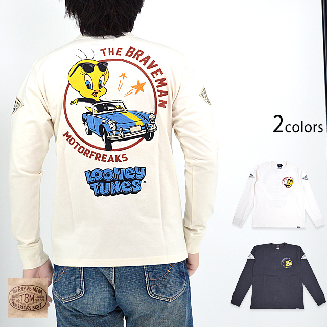 BR×LOONEYコラボ 天竺ロングTシャツ The BRAVE-MAN LTB-2402 ブレイブマン 刺繍 長袖 バイカー