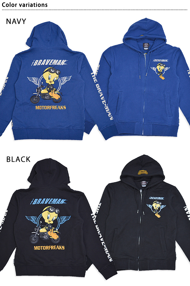 BR×LOONEYコラボ 裏毛フルジップスウェットパーカー The BRAVE-MAN LTB-2403 ブレイブマン 刺繍 ルーニー_1