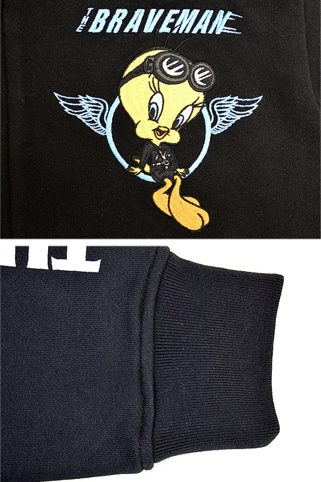 BR×LOONEYコラボ 裏毛フルジップスウェットパーカー The BRAVE-MAN LTB-2403 ブレイブマン 刺繍 ルーニー_3