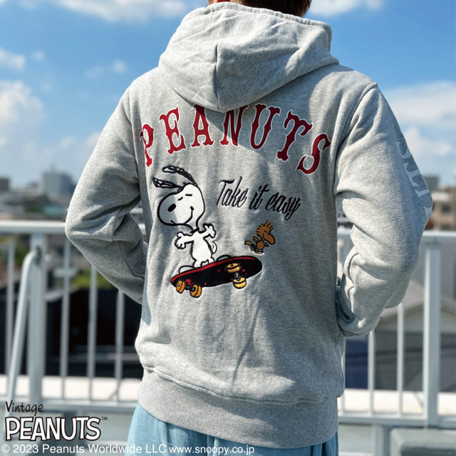 スヌーピー×フラッグスタッフ スケボースウェットパーカー Flagstaff 433048 フラッグスタッフ ピーナッツ 刺繍