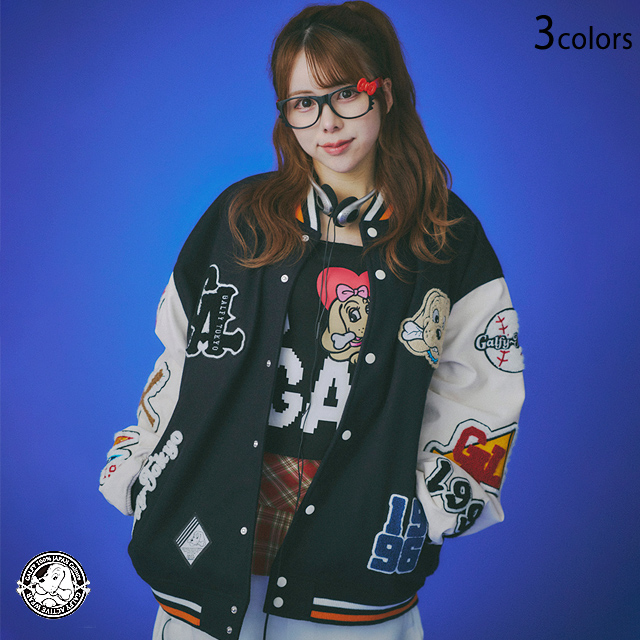復活わんわん大学スタジアムジャケット GALFY 153023 ガルフィー ゆったりめ オーバーサイズ ユニセックス スタジャン