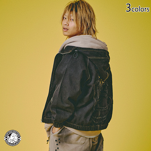 ぐるグニャデニムパーカー GALFY 153073 ガルフィー ユニセックス ゆったりめ オーバーサイズ