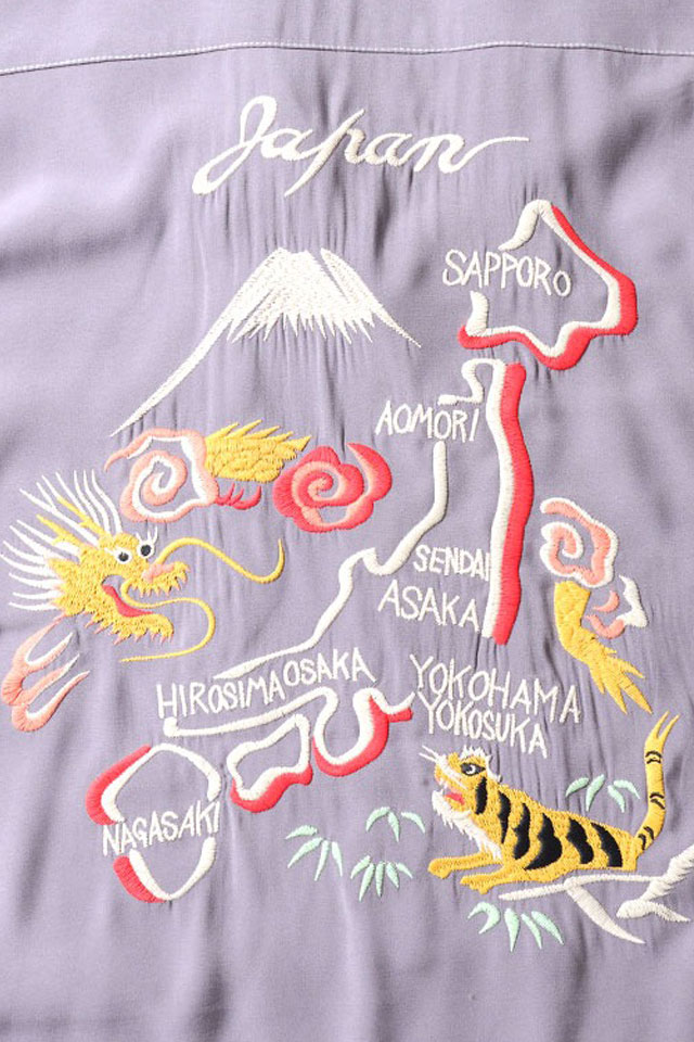 スーベニア長袖シャツ「MAP」 HOUSTON 41275 ヒューストン 和柄 マップ 地図 刺繍 スカシャツ_4
