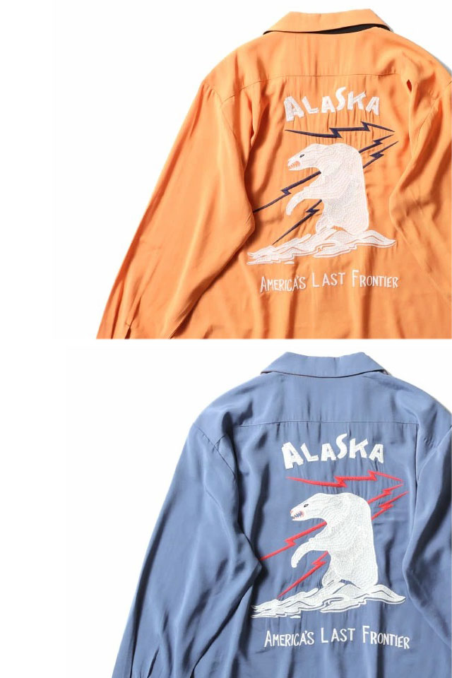 スーベニア長袖シャツ「ALASKA」 HOUSTON 41276 ヒューストン アラスカ スカシャツ 白熊 クマ 和柄_5