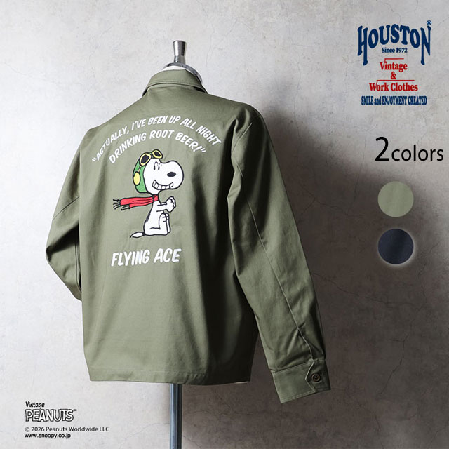 HOUSTON×PEANUTS EMB VIETNAM JACKET【FLYING ACE】 HOUSTON 51607 ヒューストン スヌーピー ベトジャン