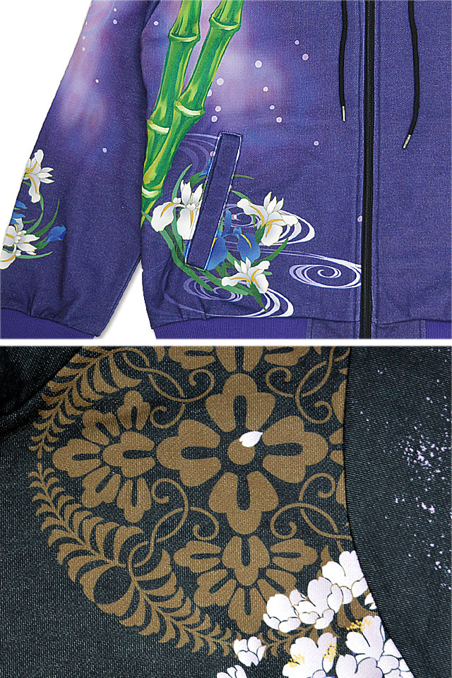 抜刀娘 美麗ジップパーカー 抜刀娘 224815 和柄 和風 カラープリント