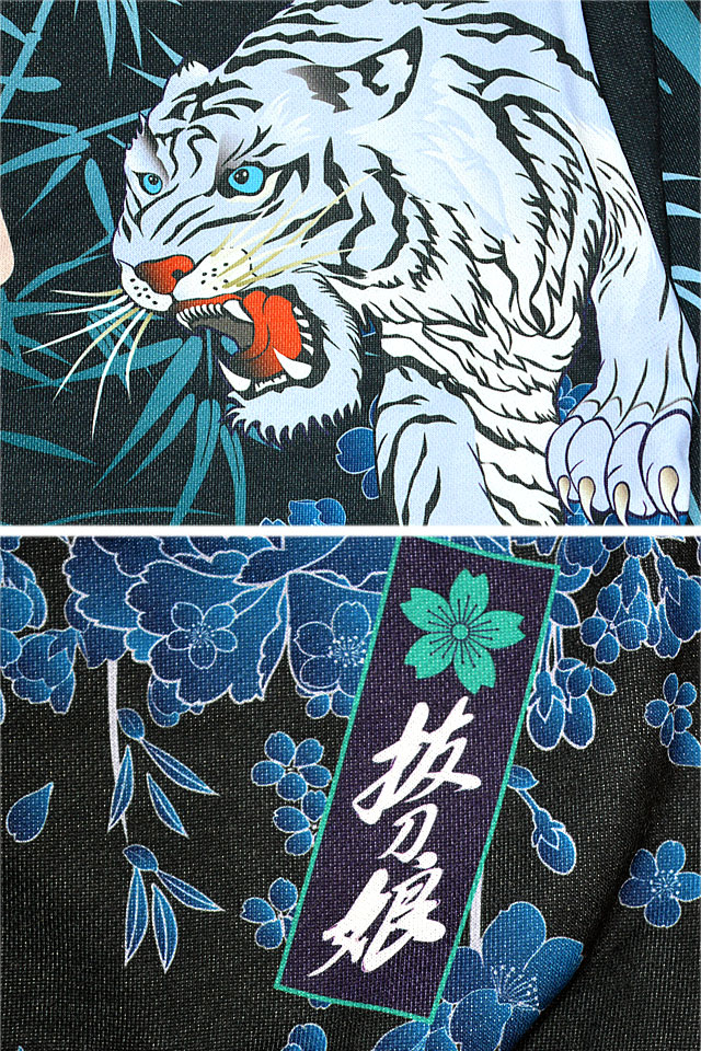 抜刀娘 忍び穂乃花×猛虎スウェットパーカー 抜刀娘 231822 和柄 和風 トラ スエット_5
