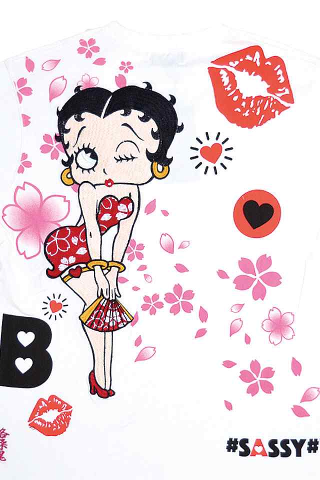 Betty BOOP×絡繰魂 BETTY桜月夜スカジャン和柄 ベティーちゃんXL