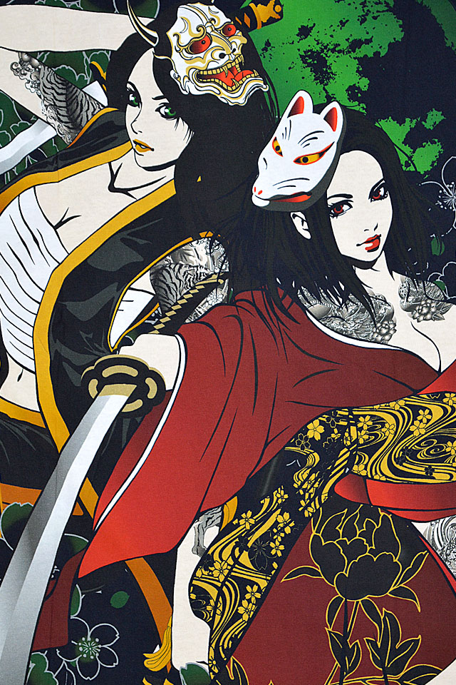 抜刀娘 能楽ロングTシャツ 抜刀娘 234866 和柄 和風 花魁 着物 長袖の