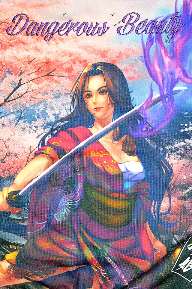 抜刀娘 美麗 和風景スウェットパーカー 抜刀娘 241871 和柄 和風 着物 花魁 スエット 総柄_5