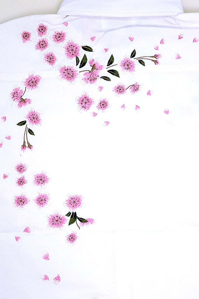 桜吹雪刺繍長袖シャツ 絡繰魂 243087 和柄 和風 さくら サクラ からくり_4