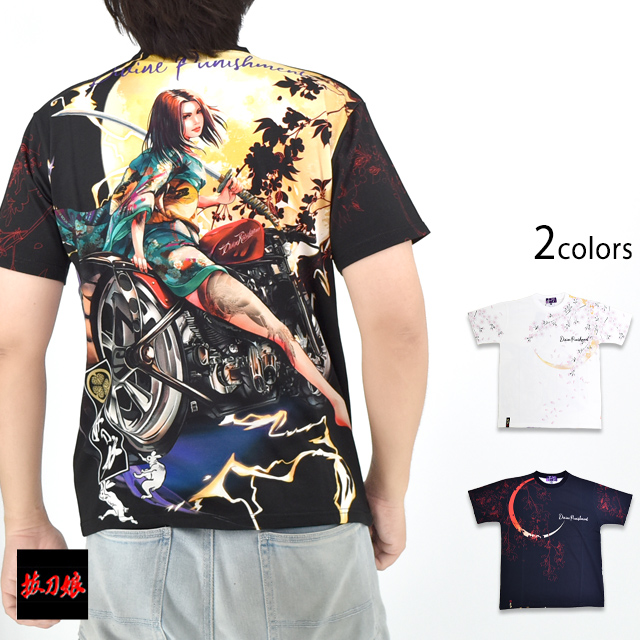 抜刀娘［美麗］昇華転写 葵出陣半袖Tシャツ 抜刀娘 252958 和柄 和風 バイク 桜 サクラ さくら