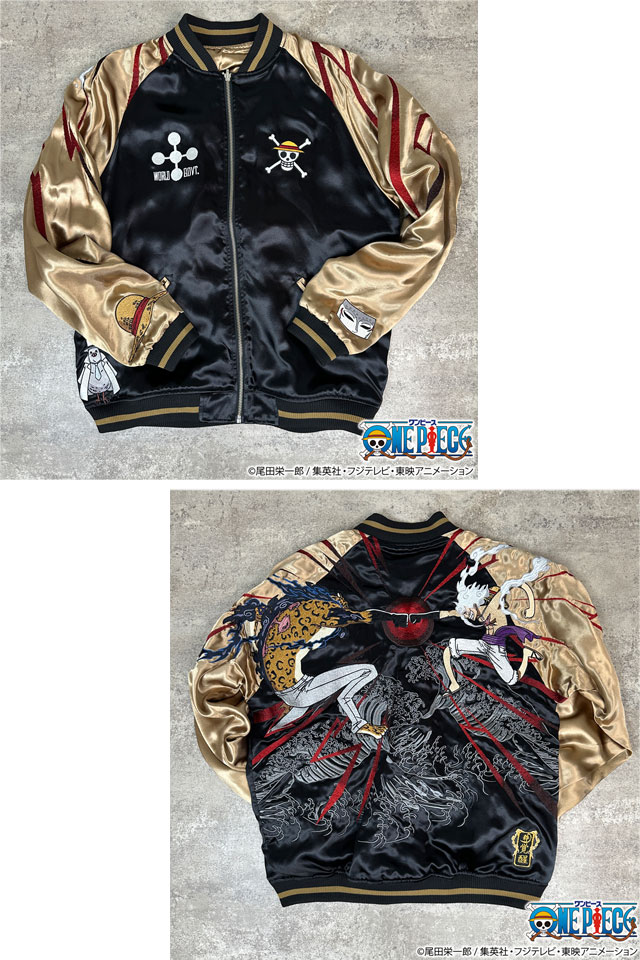 絡繰魂×ONE PIECE 決戦リバーシブルスカジャン「ルフィVSルッチ」 絡繰魂 253005 和柄 ワンピース 刺繍 少年ジャンプ_1