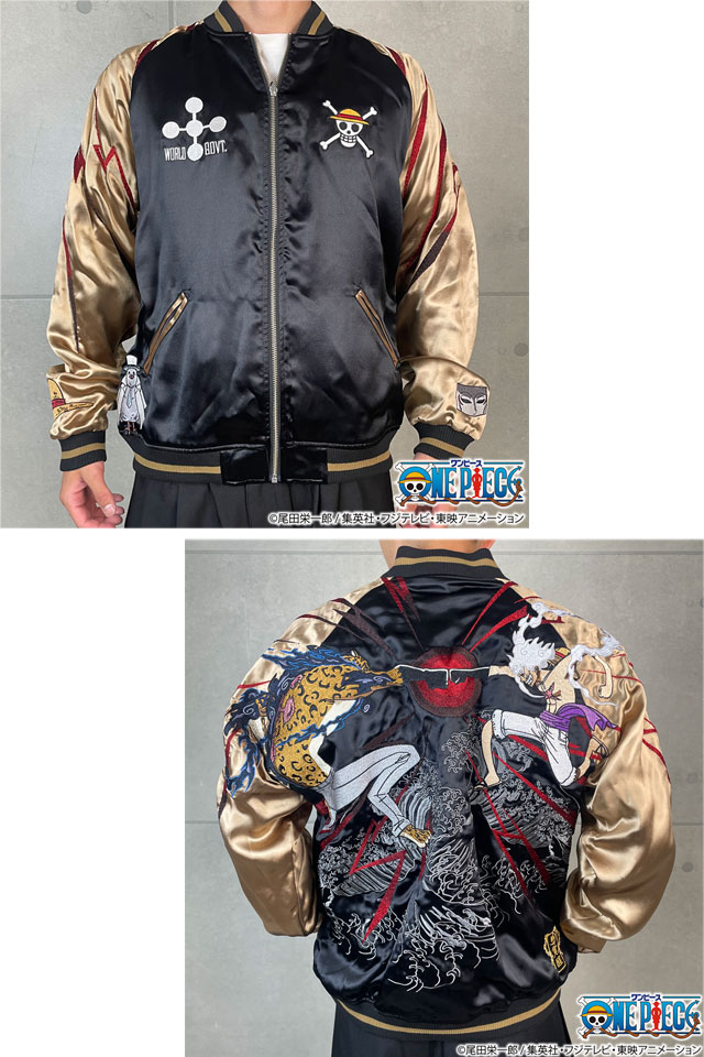 絡繰魂×ONE PIECE 決戦リバーシブルスカジャン「ルフィVSルッチ」 絡繰魂 253005 和柄 ワンピース 刺繍 少年ジャンプ_3