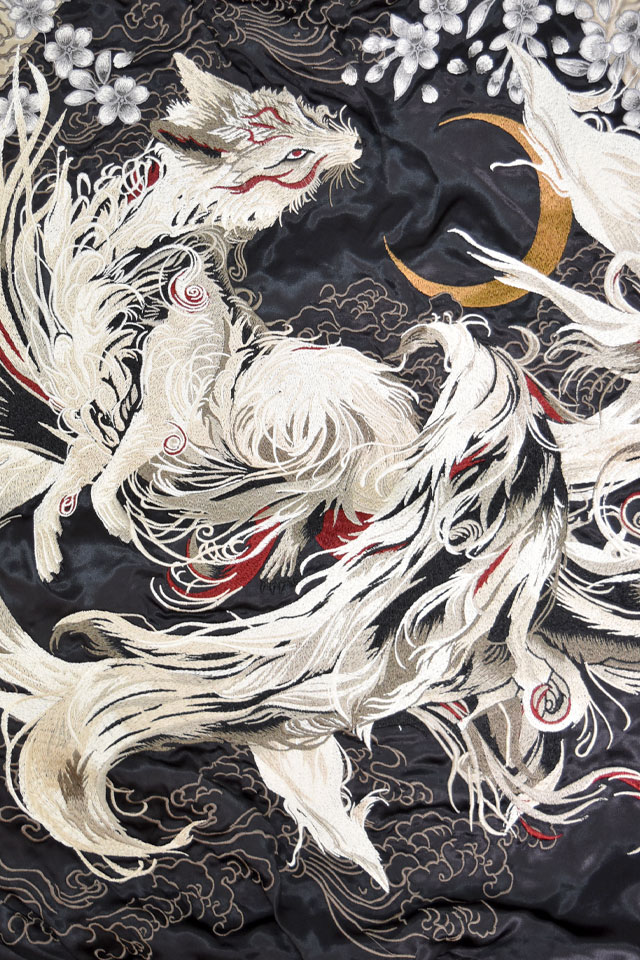 粋 妖気九尾リバーシブルスカジャン 絡繰魂 262031 和柄 和風 刺繍 スーベニアジャケット からくり_5
