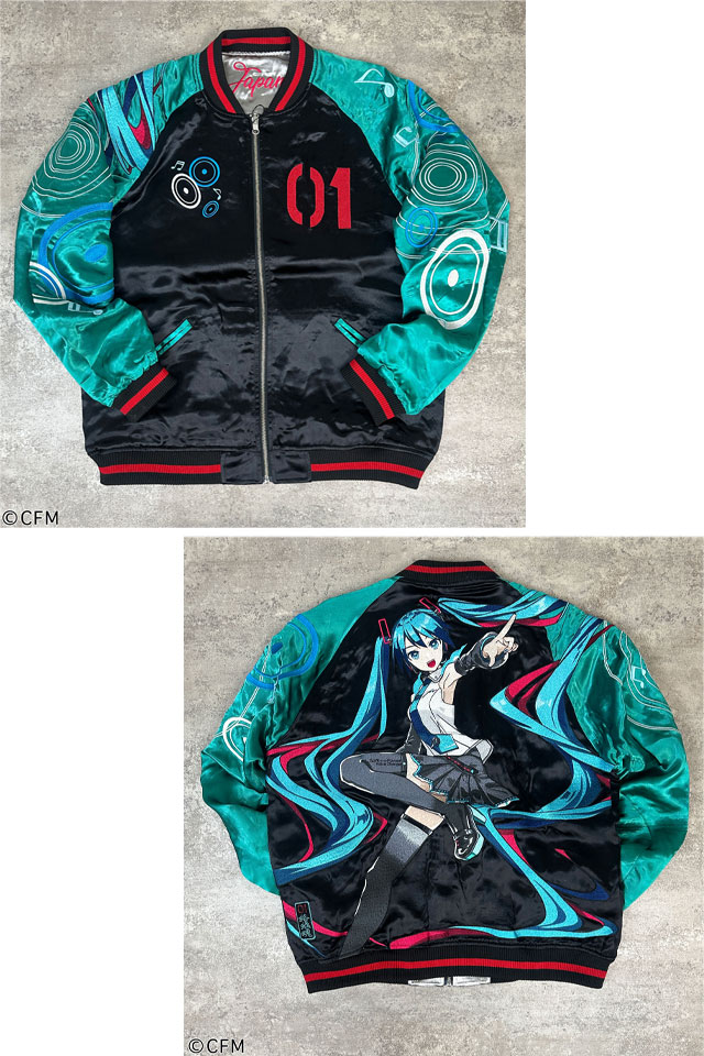 絡繰魂×初音ミク 爆音リバーシブルスカジャン 絡繰魂 261001 和柄 和風 刺繍 からくり ボーカロイド スーベニアジャケット_1