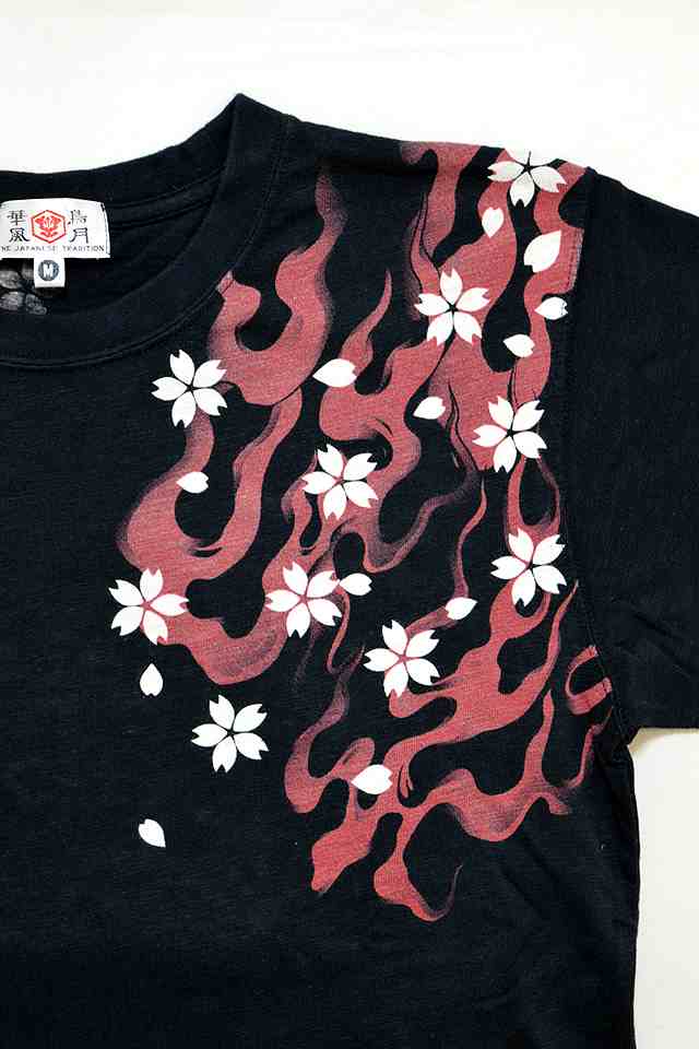 鬼スラブ天竺半袖Tシャツ 華鳥風月 3002104 和柄 和風 刺繍