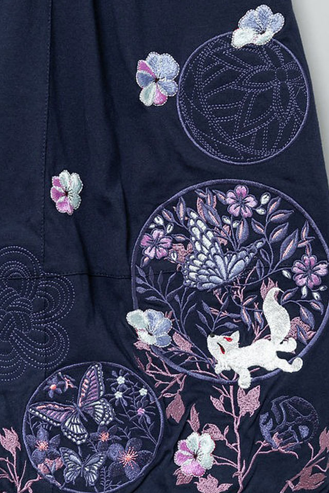 和紋水玉2WAY総刺繍スカート 今昔 レディース KJ-29271 和柄 和風 狐 きつね キツネ_3