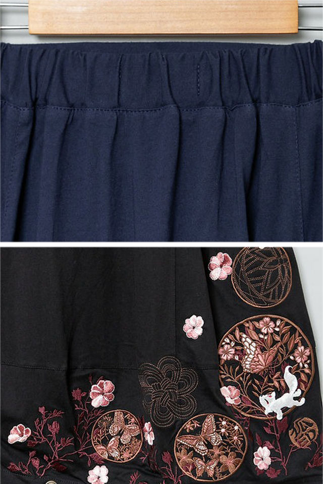 和紋水玉2WAY総刺繍スカート 今昔 レディース KJ-29271 和柄 和風 狐 きつね キツネ_5