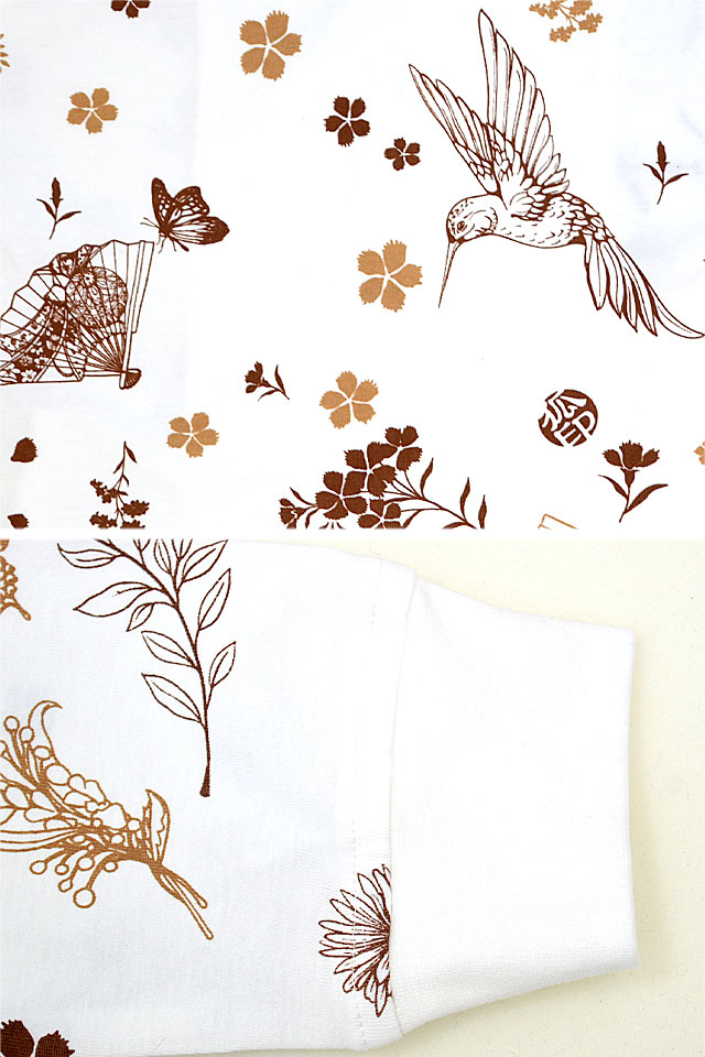 にこshopsです 総柄プリント＆刺繍の薄手パーカー 今昔 KJ-29129 和柄 和風