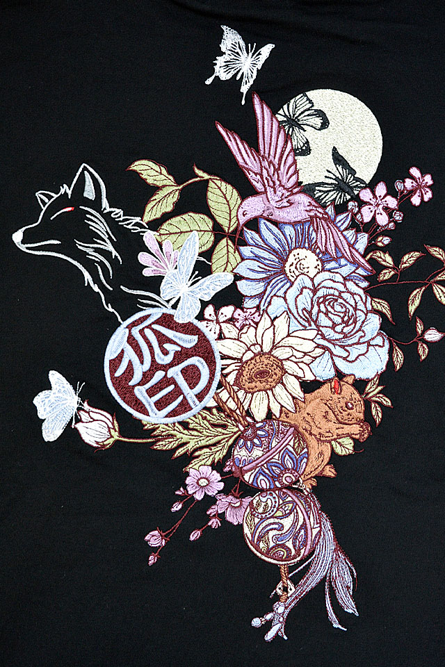 楽園スウェットトレーナー 今昔 KJ-29234 和柄 和風 狐 キツネ 刺繍 ユニセックス こんじゃく_5