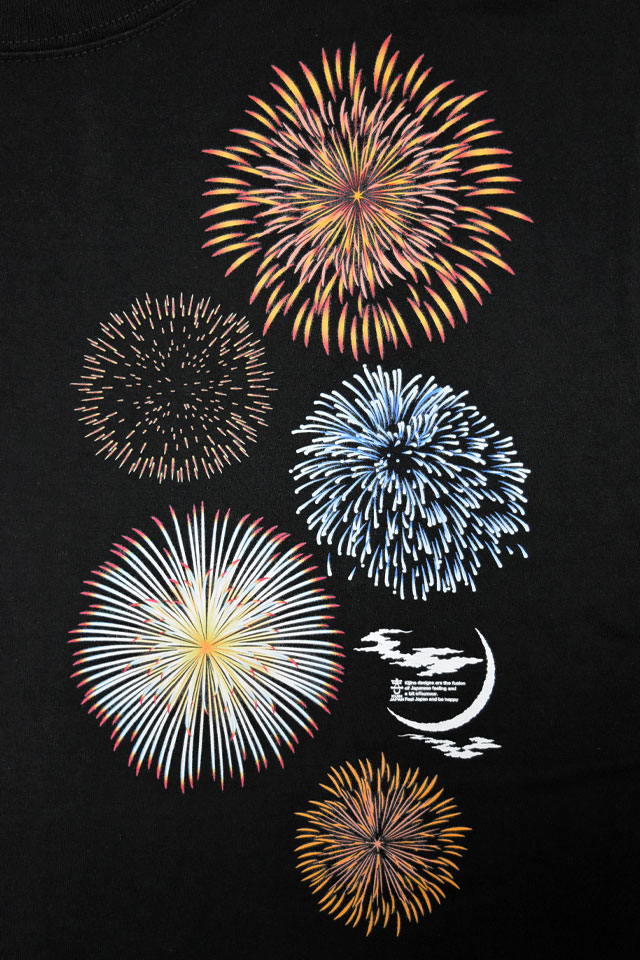 花火半袖Tシャツ 喜人 KJ-52010 和柄 和風 夏 風物詩 鳥獣戯画 きじん