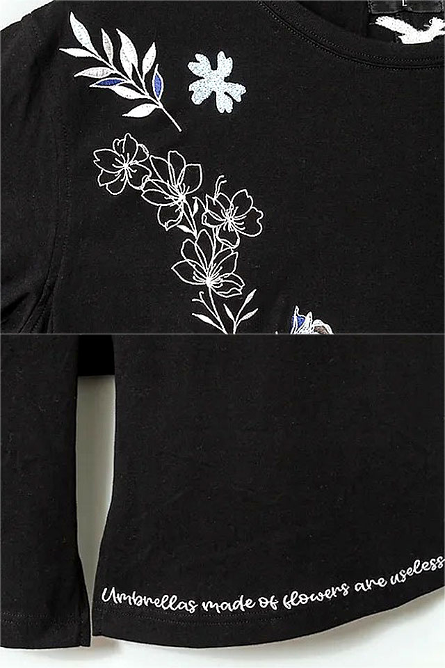黒菟華 花の傘チュニック LIN レディース AL-759038 和柄 和風 刺繍 兎 うさぎ ウサギ_3