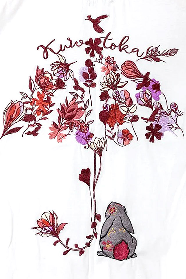 黒菟華 花の傘チュニック LIN レディース AL-759038 和柄 和風 刺繍 兎 うさぎ ウサギ_5