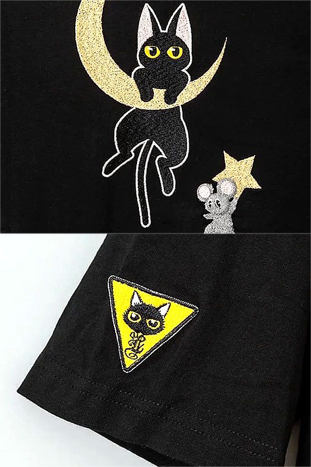 ラミ＆アール 星の降る森チュニック LIN レディース AL-75721 黒猫 ネコ ねこ 鼠 ネズミ 和柄_4