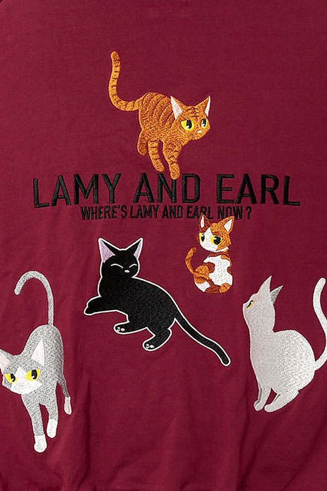 ラミ＆アール ラミとアールはどこでしょね？バルーン総刺繍パーカー LIN レディース AL-75097 黒猫 ネコ 鼠_5