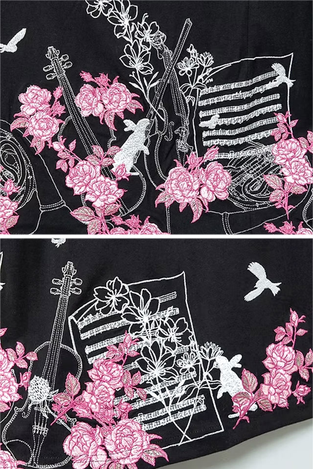 黒菟華 薔薇のバイオリン総刺繍スカート LIN レディース AL-759090 兎 ウサギ 和柄_5