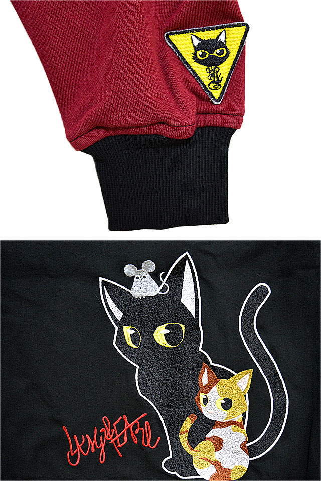 ラミアールフル刺繍バイカラーパーカー LIN AL-75047 猫 ネコ 鼠 ネズミ 刺繍 男女兼用_4