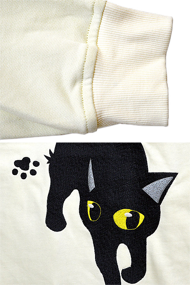 ラミ＆アールパーカー「てくてくウォーキング」 LIN AL-75029 刺繍 黒猫 ネコ ネズミ 鼠 男女兼用_4