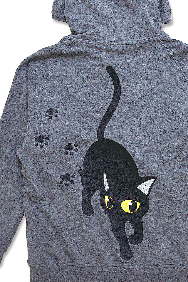 ラミ＆アールパーカー「てくてくウォーキング」 LIN AL-75029 刺繍 黒猫 ネコ ネズミ 鼠 男女兼用_5